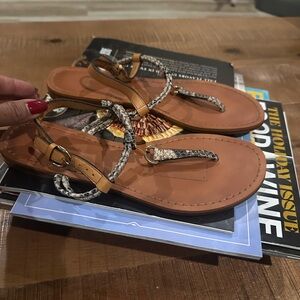 COACH CLARKSON Snake SKIN T STRAP Women's Sandals
